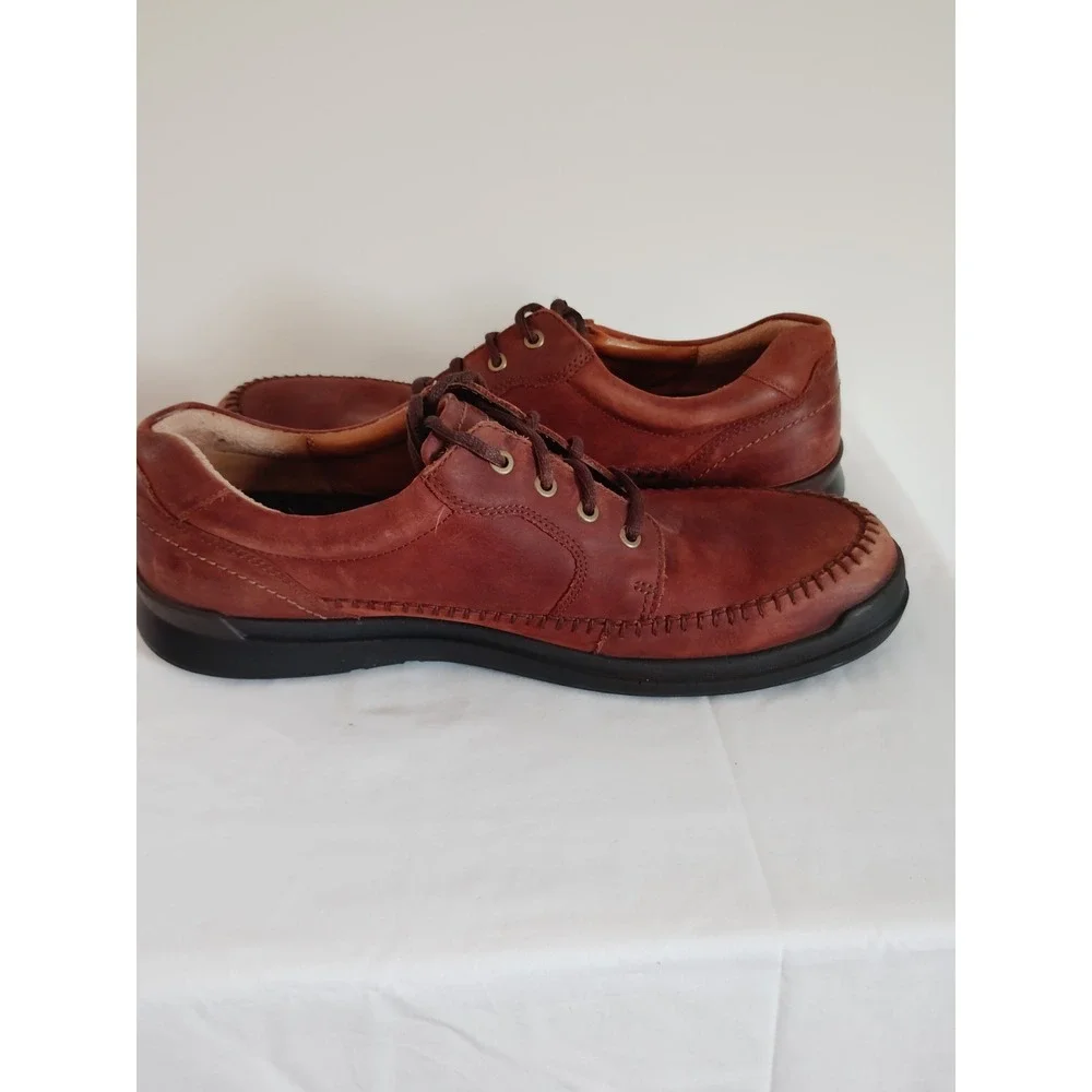 ECCO Seawalker Tie Brown Leather Casual Oxford Old Money Comfort Shoes Men EU 48